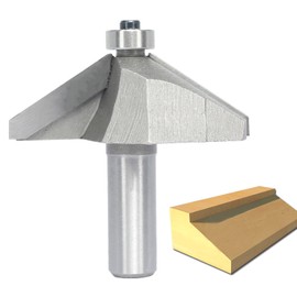 Akylin 60 Degree Chamfer Router Bit,1/2" Shank,1" Cutting Depth,1-1/8" Bevel Length Horse Nose Bits,Eased Eage Cutter with Ball Bearing for Wood Profiling,Edging,Bevel Chamfering