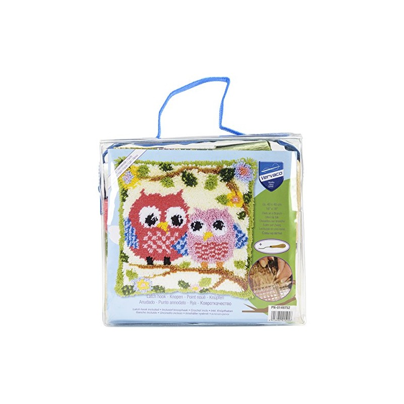 Vervaco 1-Piece Latch Hook Cushion Owls