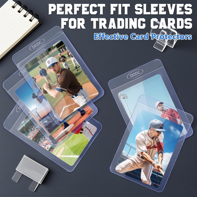 DEDC 100Pcs Semi Rigid Card Holder, Semi Rigid Card Sleeves