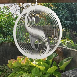 CIM Stainless Steel Wind Chime - Yin Yang 250 - Diameter 250 mm - Includes Ball Bearing Swivel, Hook and 1 m Nylon Cord