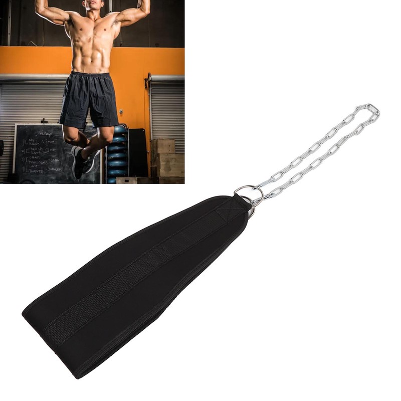 Weighted Dip Belt Adjust Chain Nylon Strap Strength Training Weightlifting