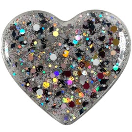 Glitter Heart Folding Smartphone Grip Sockets Korean Smartphone Ring Stand Grip Tok Bunker Ring Smartphone Drop Prevention Mobile Ring Grip Cute (Black)