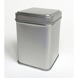 Silver 50 gram 8 centimeter square tin caddy