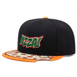 Sproutsy PIZZA Men's Baseball Cap, Hat, Flat Visor, Funny, Unisex, Bitten Pizza, gray