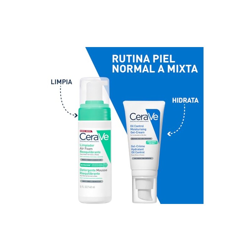 CeraVe Limpiador Air Foam Reequilibrante 148ml | Espuma limpiadora para