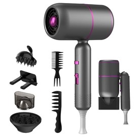 KIROGILY Secadora de Cabello, Secadora con Difusor para Rizos, Soporte, 2 Peine, Champú. secador de Pelo Plegable 1000W 2 Temperaturas 1.7M Cable, secador Ion Negativo