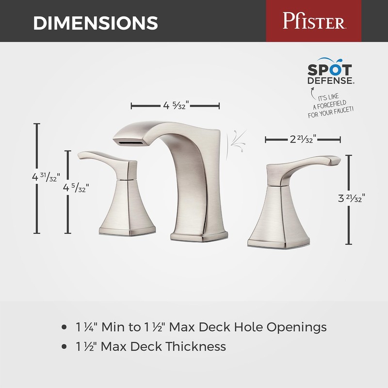 Pfister Venturi Bathroom Sink Faucet, 8-Inch Widespread, 2-Handle, 3-Hole, Spot