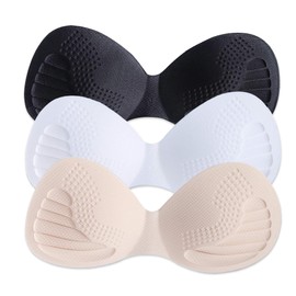Fourfivesix Haru Bra Pads, 3 Pairs, Sports Bra, Bra Pad, Left/Right Integrated, Thin Cup, Chest Pad, Bra Cup, Replacement, Wireless, Removable Bra, Insert, (Black and White) 3 Pairs