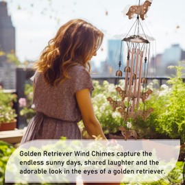Geelin Golden Retriever Wind Chimes Outdoor Golden Retriever Gifts for Men Women Dad Grandpa Memorial Metal Wind Chimes for Home Lawn Porch Patio Garden Yard Decoration