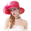 Z&X Women Organza Bucket Hat Bowknot Wide Brim Church Derby