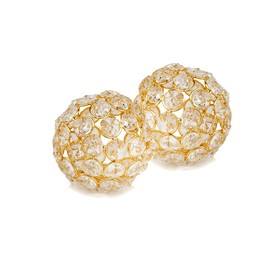 Modern Day Accents 3777 Facetas 3" Gold Cristal Spheres - Set of 2, Home Decor, Room Decor, Coffee Table Decor, Decorative Balls, Gold Decor, Gem Sphere Ball, Modern Home Decor, Bowl fillers, Gemstone