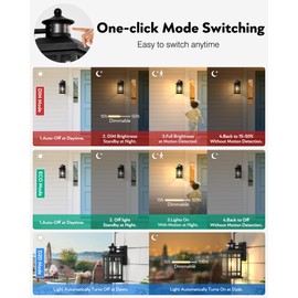 OPAXIS Motion Sensor Outdoor Wall Light, Adjustable Sensing Range Outside Lights for House, Black Dawn to Dusk Sconce Lights for Patio, Anti-Rust Waterproof Porch Lantern Wall Mount with Bubble Glass