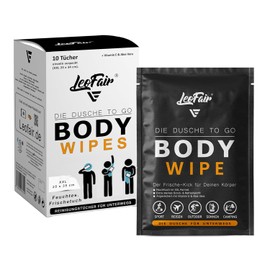 Leofair XXL Body Wipes – Disposable Wet Face & Body Cloths – 10 Individually Packed Large Wipes for Travel, Camping, Festivals & On-the-Go Use – Extra Thick & Refreshing Cleansing Towels