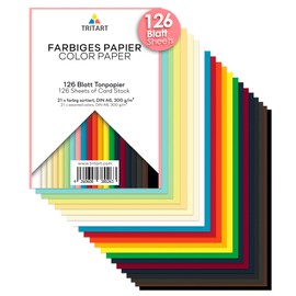 Tritart - Coloured Paper A6 300 g/m2 I 126 Sheets Deep-Dyed Solid Craft Paper I Stable Creative Coloured Card for Crafts I Photo Card in 21 Different Colours I Coloured DIY Paper I Craft Card