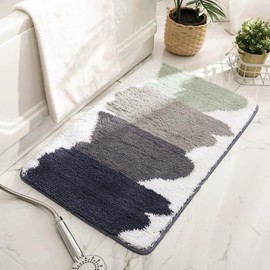 WUMEIJIAJU Bathroom Rug 40x60cm, Bath Mat Non-Slip, Thicker & Absorbent Bath Rugs, Bath Rug Carpet for Bathroom, Tub and Shower, Home Decor (Four Steps)