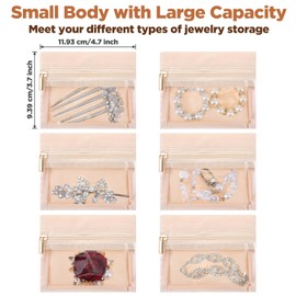 YBEATY 6 Pcs Clear Velvet Zipper Pouch Portable Travel Jewelry Bag Clear Travel Jewelry Bag Velvet Jewelrys Pouch with Zipper Mini Jewelrys Storage for Women Rings Bracelets Earrings Necklaces