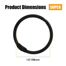 Semrien 50 Pcs 1-1/2 Inch Binder Rings, Loose Leaf Binder Book Rings Black Paper Rings, Metal Index Card Rings Binder Clip Rings for Flash Cards, Key Rings, Index Cards (38mm)