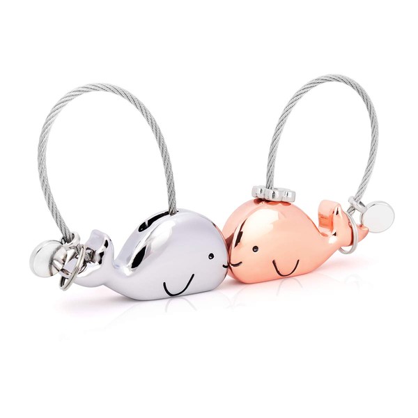 [NaTuo] Pair Keychains, Couples, Keychains, Cute Keyring, Keys, Animal, Magnetic Kiss, Named, Pendant, Necklace, Commemorative, Gift for Boyfriend and Her, SILVER