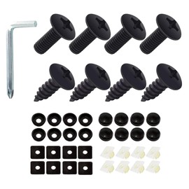 SLIMI 8 PCS License Plate Screws Kit, Stainless Steel License Plate Bolts, Universal Anti-Theft License Plate Fixing Bolt Fastener, for Most Cars, Trucks, SUVs (Black)