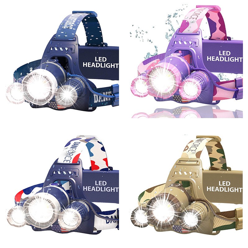 Factory wholesale strong light headlight 3ledUSB charging induction headlight high