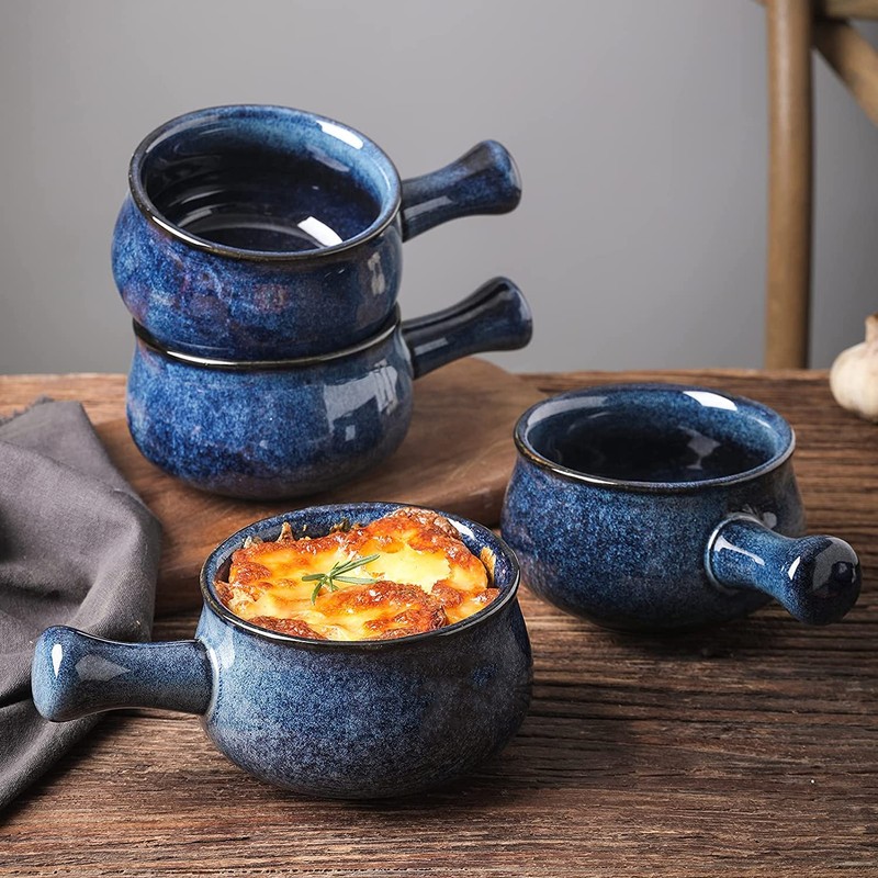 vicrays French Onion Soup Bowls With Handles, 26 Ounce for