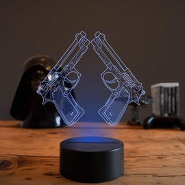 HPBN8 Ltd Creative 3D Pistol Weapon Night Light Lamp Remote Control USB Power 7/16 Colours 3D LED Lamp Shapes Bedroom Birthday Christmas Gifts