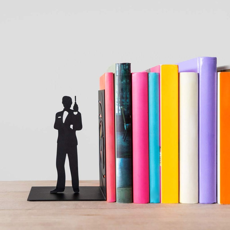 Balvi - Secret Agent decorative metal bookend in black colour. Original design