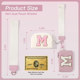 SENDEFN Mini Zip Around Dual Coin Pouch Wristlet Wallets for Women Portable Detachable Leather Keychain Pocket Purse