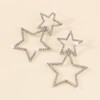 Silver Star Earrings for Women Rhinestone Star Dangle Earrings Layered