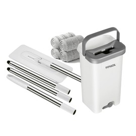 Mop and Bucket with Wringer Set, Hands Free Flat Floor Mop and Bucket,4 Washable Microfiber Pads Included, Wet and Dry Use, Home Floor Cleaning System for All Floor Types and Windows