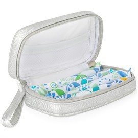 Teircno Tampon Holder for Purse - Portable Tampon Storage Bag with Zipper - Period Bags for Women (Silver)