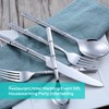 Flatasy Silverware Set Silver Bamboo Handle Flatware Stainless Steel Heavy