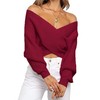 Women Casual V Neck Long Sleeve Sweaters Cross Wrap Off
