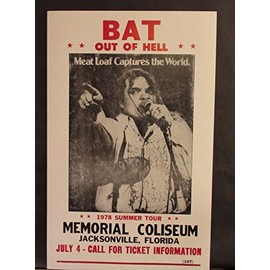 Vintage Meatloaf concert Poster Bat Out of Hell 1979 Jacksonville FL