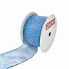 QIANF Blue Organza Sheer Ribbon with Glitter Stripes and Metallic