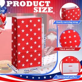 Sweetude24 Pcs Patriotic Gift Bags 4th of July Party Favors Bags with Red White and Blue Paper Memorial Day Candy Treat Cookie Snack Party Supplies for Veterans Independence Labor Day Supplies