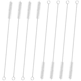 GFDesign Drinking Straw Cleaning Brushes Set 10" Extra Long 10mm Extra Wide Pipe Tube Cleaner Nylon Bristles Stainless Steel Handle - 10" x 3/8" (10mm) - Set of 8