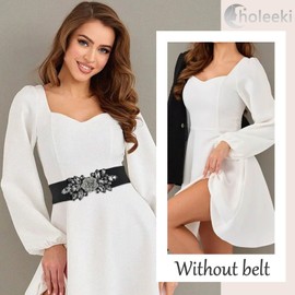 Choleeki Stretchy Rhinestone Wide Belt Elastic Crystal Thick Belts Fashion Waist Accessories for Women Dress (Black, S)