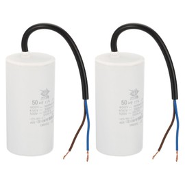 PATIKIL CBB60 50uf Running Capacitor,2Pcs AC 450V 2 Wires 50/60Hz Cylinder 95x48mm for Water Pumps, Washing Machines Motor Start