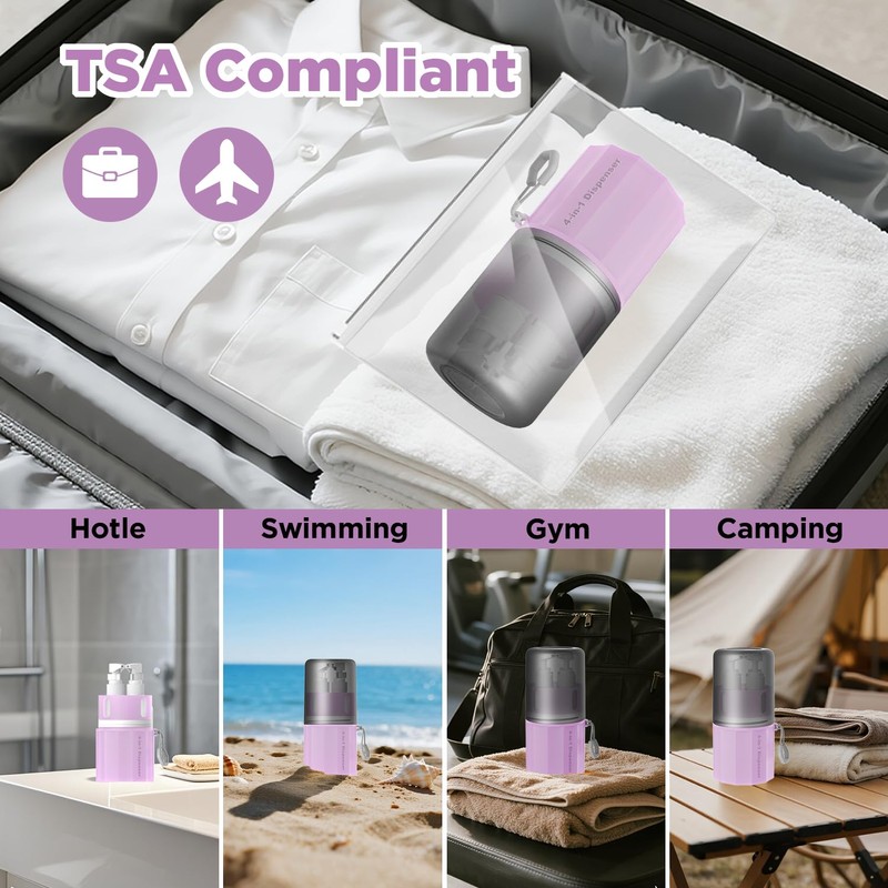 TechoEcho 4 in 1 Travel Toiletry Containers,TSA Approved Refillable Travel