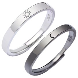 SAFIGLE 1 Pair Adjustable Sun and Moon Rings Matching His and Her Jewelry Symbolic Love for All Occasions Design Comfortable Fit for Couples