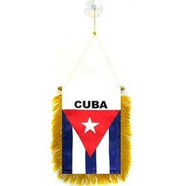 Cuba MINI BANNER FLAG GREAT FOR CAR & HOME MIRROR HANGING 2 SIDED (FI)