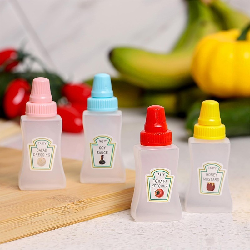 8 Botellas de Ketchup Mini para Apretar, 25 ml, Caja