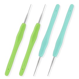KALIONE 4 Packs Dreadlock Tools Crochet Hooks for Hair 0.5mm 0.75mm Dreadlock Crochet Needle Tools Crochet Hooks Needle for Dreads Braid Craft