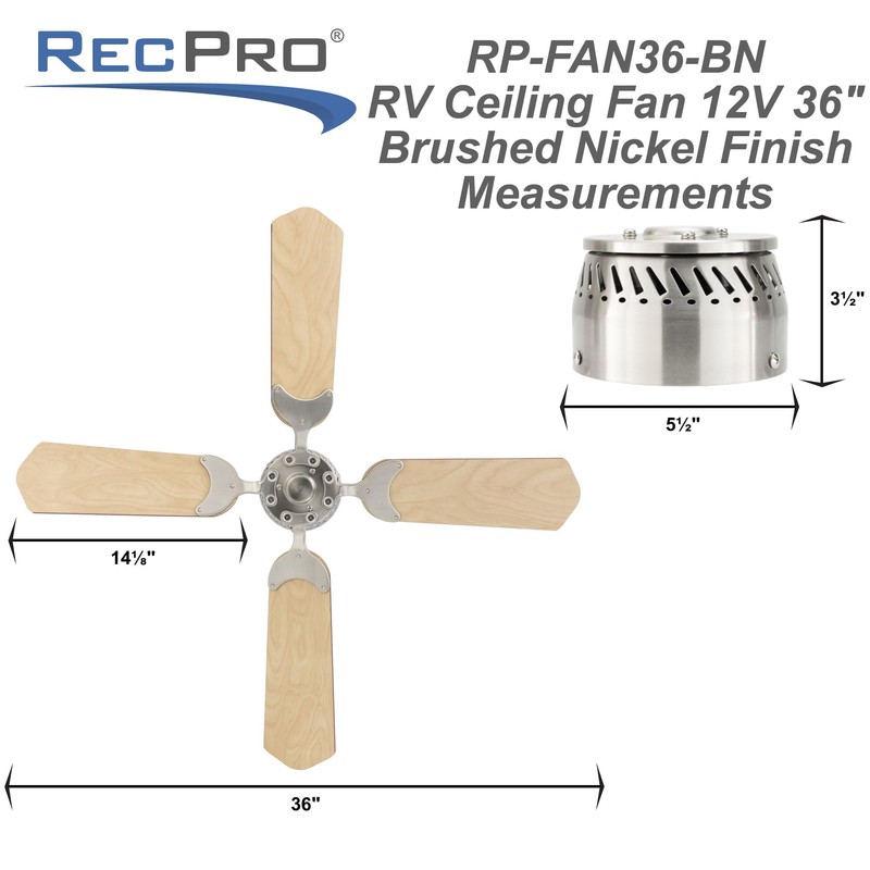 RecPro RV 12V Ceiling Fan | 4-Blade | 4-Speed |