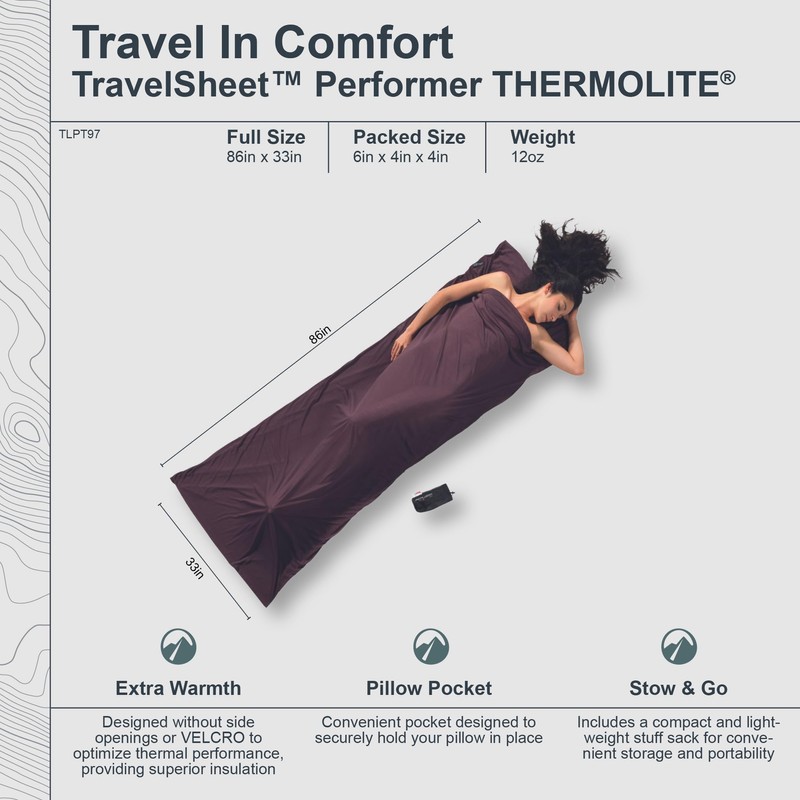 Cocoon TravelSheet inlet Thermolite Performer brown/purple 2015