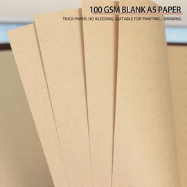 A5 Refill Paper, Unlined Blank Kraft Paper,100GSM Thick Refillable Paper 6 Hole Filler Inserts Loose Leaf Paper,for A5 Size 6 Ring Binder Journal Notebook,80 Sheets (160 Pages) (Kraft Blank, A5)