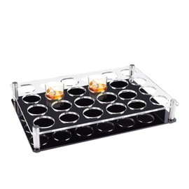 GeryVtee 24 Shot Glass Holder Acrylic Shot Glasses Holders Clear Shot Glass Organizer Wine Glass Cup Serving Tray Cups Organizer Shot Glass Display Bar Accessories for Party, Bar, Club, Hole: 1.5"