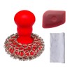 316 Upgraded Chainmail Scrubber with Silicone Handle Cast Iron Cleaner