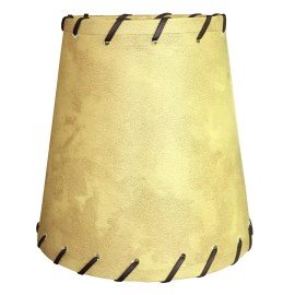 Unbranded Clip on Tan Hard Back Shades with Leather String Trim 4" x 6" x 6"